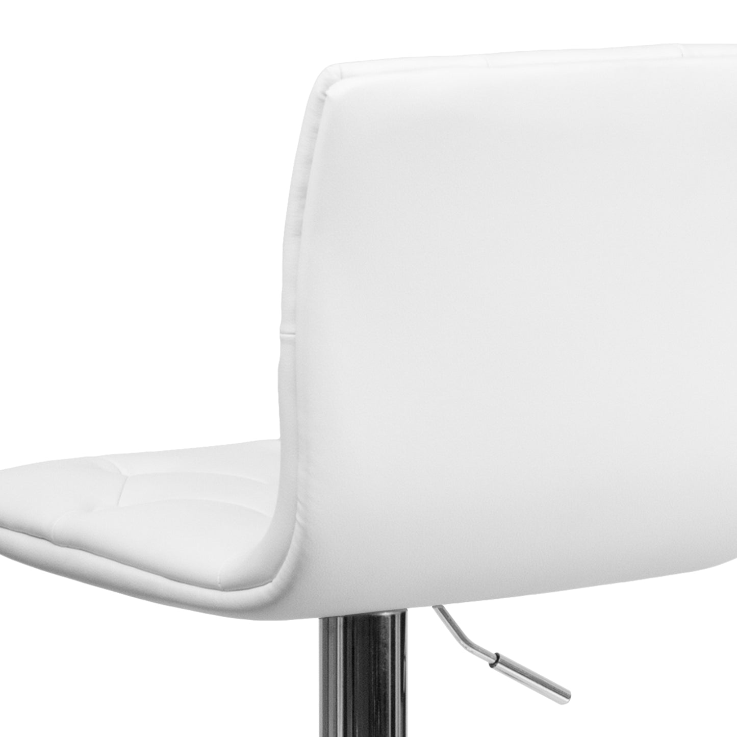 Sammie Contemporary Button Tufted White Vinyl Adjustable Height Barstool with Chrome Base White