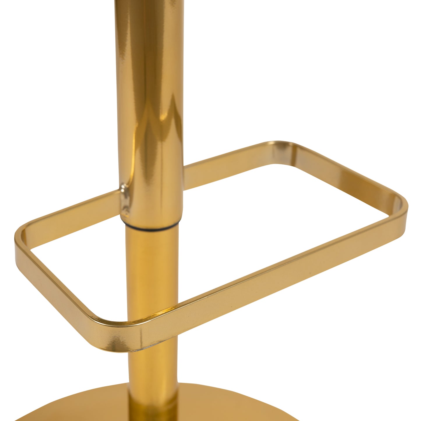 Erik Contemporary Black Vinyl Adjustable Height Barstool with Rounded Mid-Back and Gold Base Black/Gold Frame