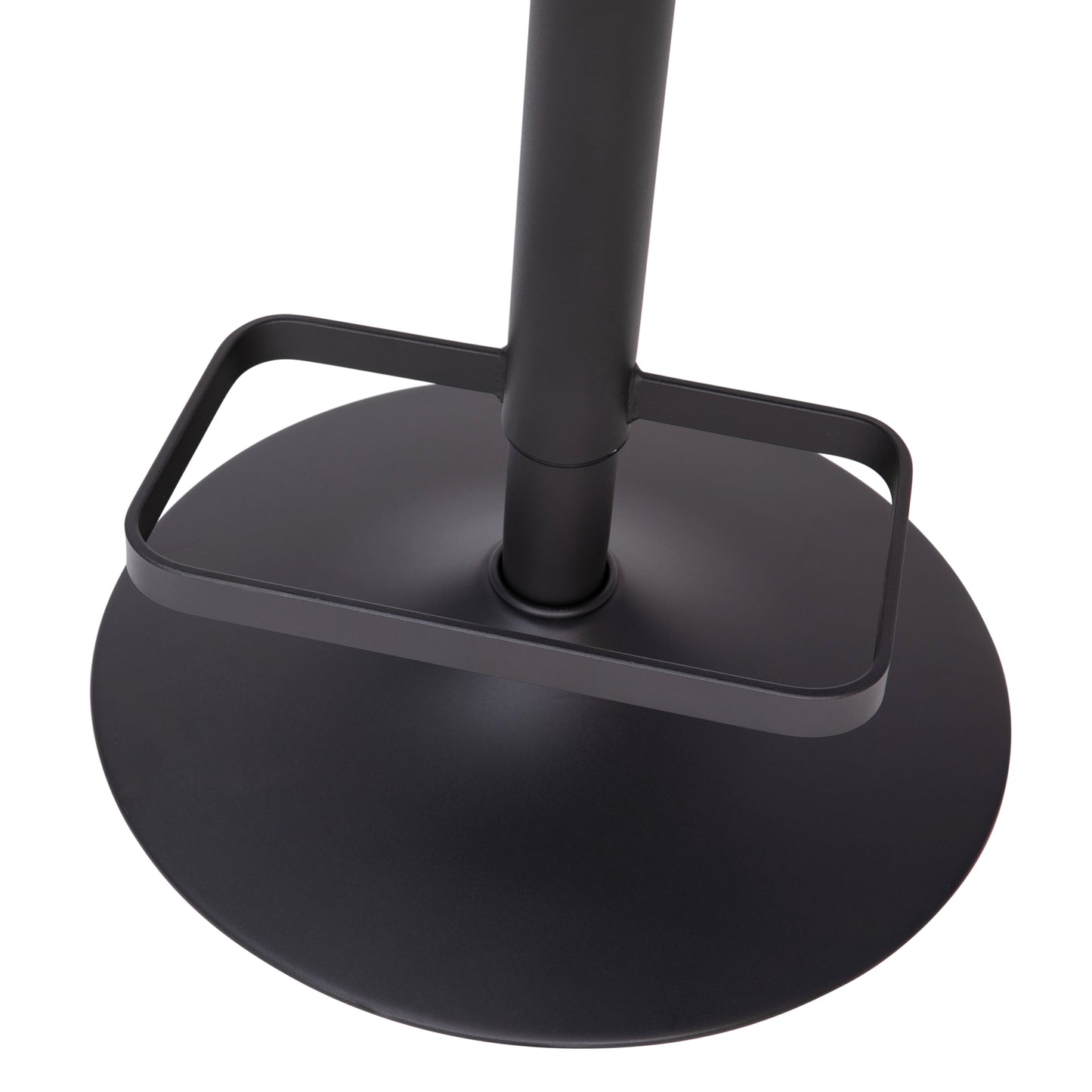 Erik Contemporary Black Vinyl Adjustable Height Barstool with Rounded Mid-Back and Black Base Black Vinyl/Black Frame