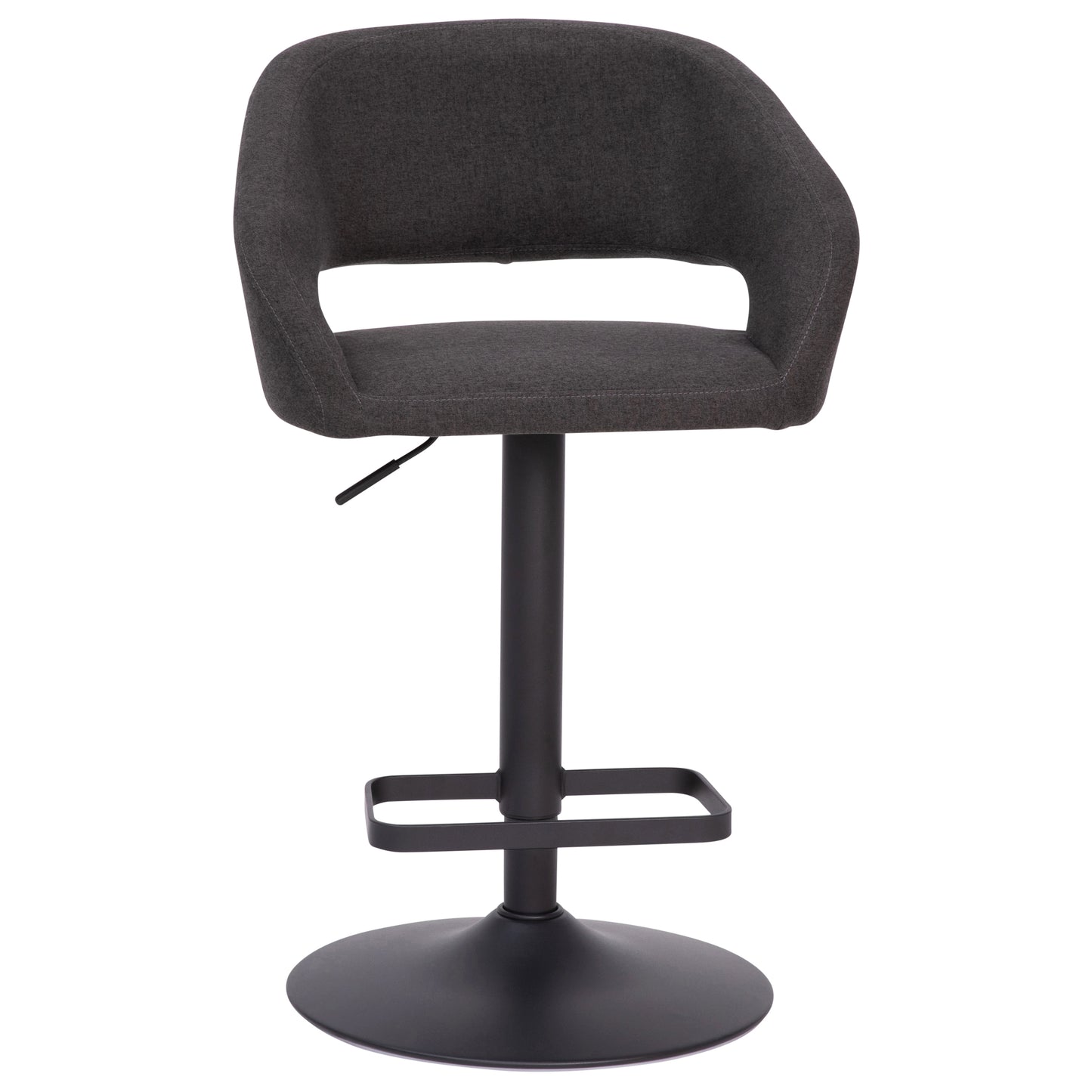 Erik Contemporary Charcoal Fabric Adjustable Height Barstool with Rounded Mid-Back and Black Base Charcoal Fabric/Black Frame