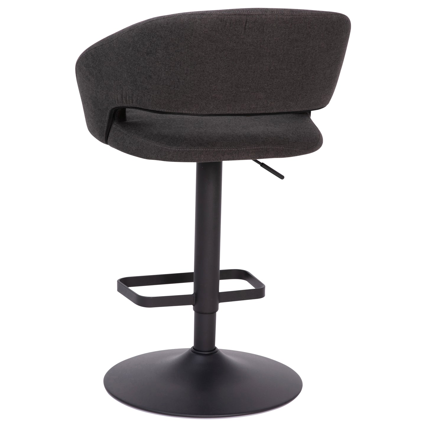 Erik Contemporary Charcoal Fabric Adjustable Height Barstool with Rounded Mid-Back and Black Base Charcoal Fabric/Black Frame