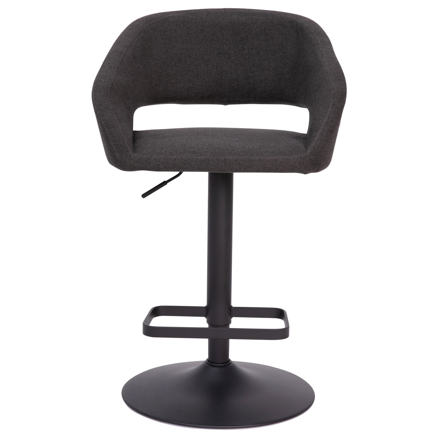 Erik Contemporary Charcoal Fabric Adjustable Height Barstool with Rounded Mid-Back and Black Base Charcoal Fabric/Black Frame
