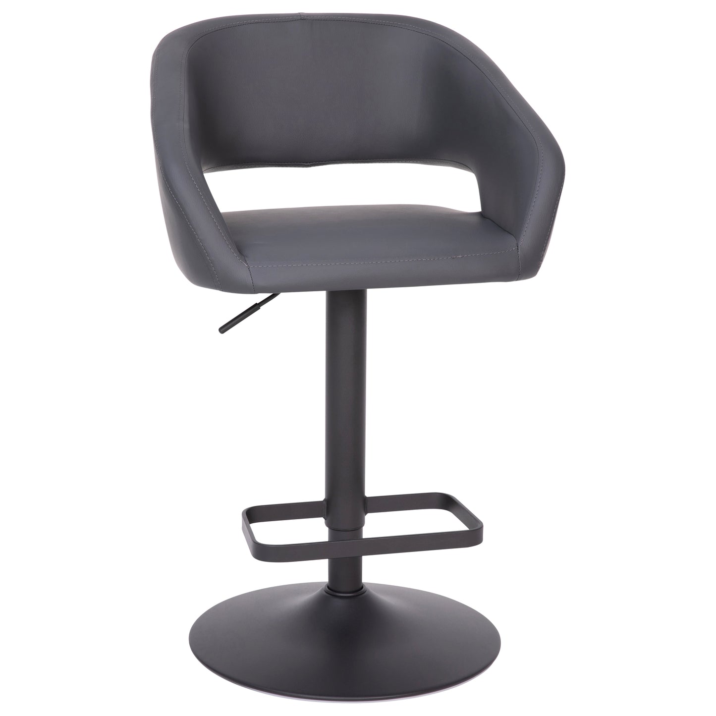 Erik Contemporary Gray Vinyl Adjustable Height Barstool with Rounded Mid-Back and Black Base Gray Vinyl/Black Frame