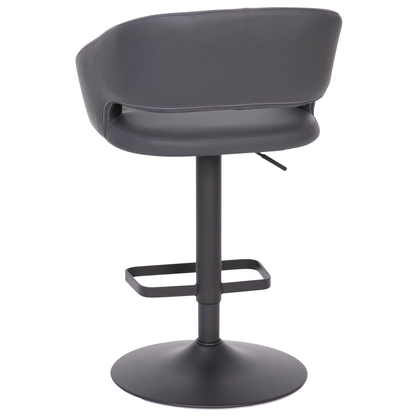 Erik Contemporary Gray Vinyl Adjustable Height Barstool with Rounded Mid-Back and Black Base Gray Vinyl/Black Frame