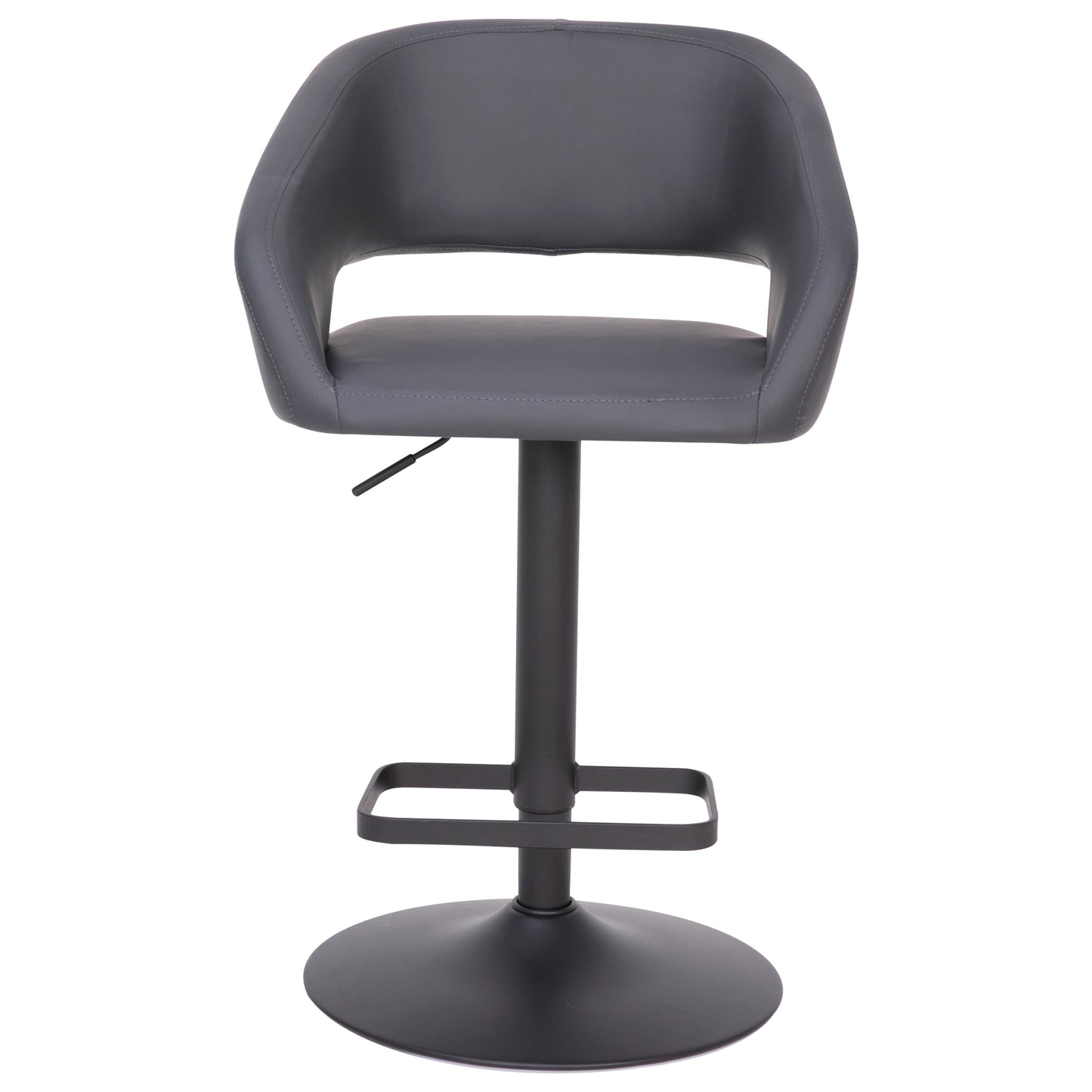 Erik Contemporary Gray Vinyl Adjustable Height Barstool with Rounded Mid-Back and Black Base Gray Vinyl/Black Frame