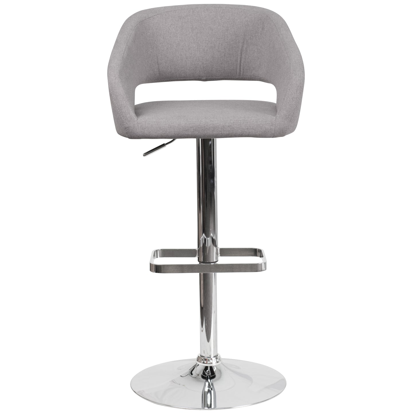 Erik Contemporary Gray Fabric Adjustable Height Barstool with Rounded Mid-Back and Chrome Base Gray Fabric/Chrome Frame