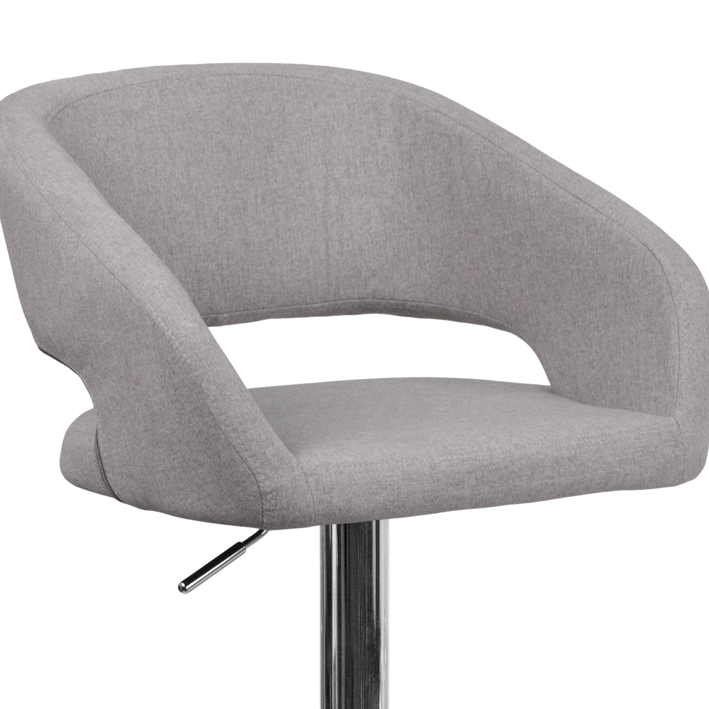 Erik Contemporary Gray Fabric Adjustable Height Barstool with Rounded Mid-Back and Chrome Base Gray Fabric/Chrome Frame