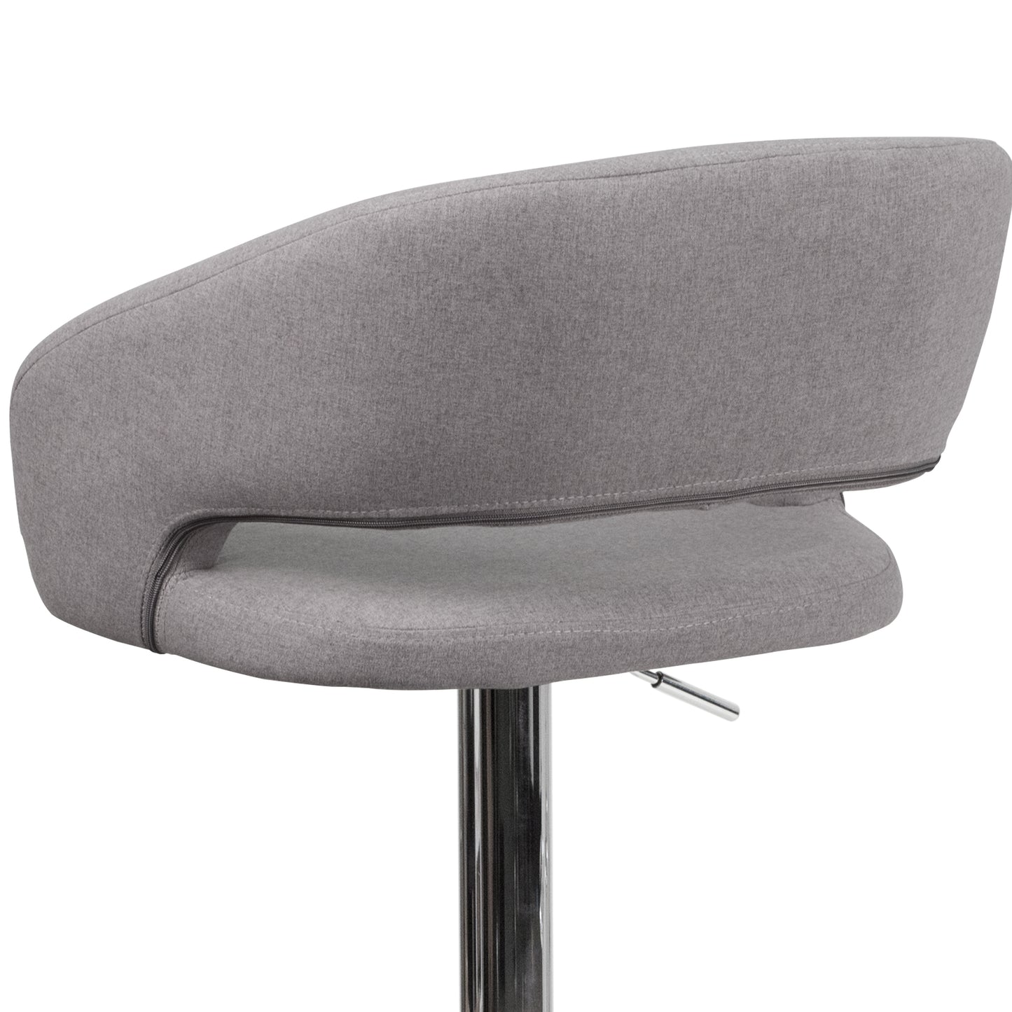 Erik Contemporary Gray Fabric Adjustable Height Barstool with Rounded Mid-Back and Chrome Base Gray Fabric/Chrome Frame