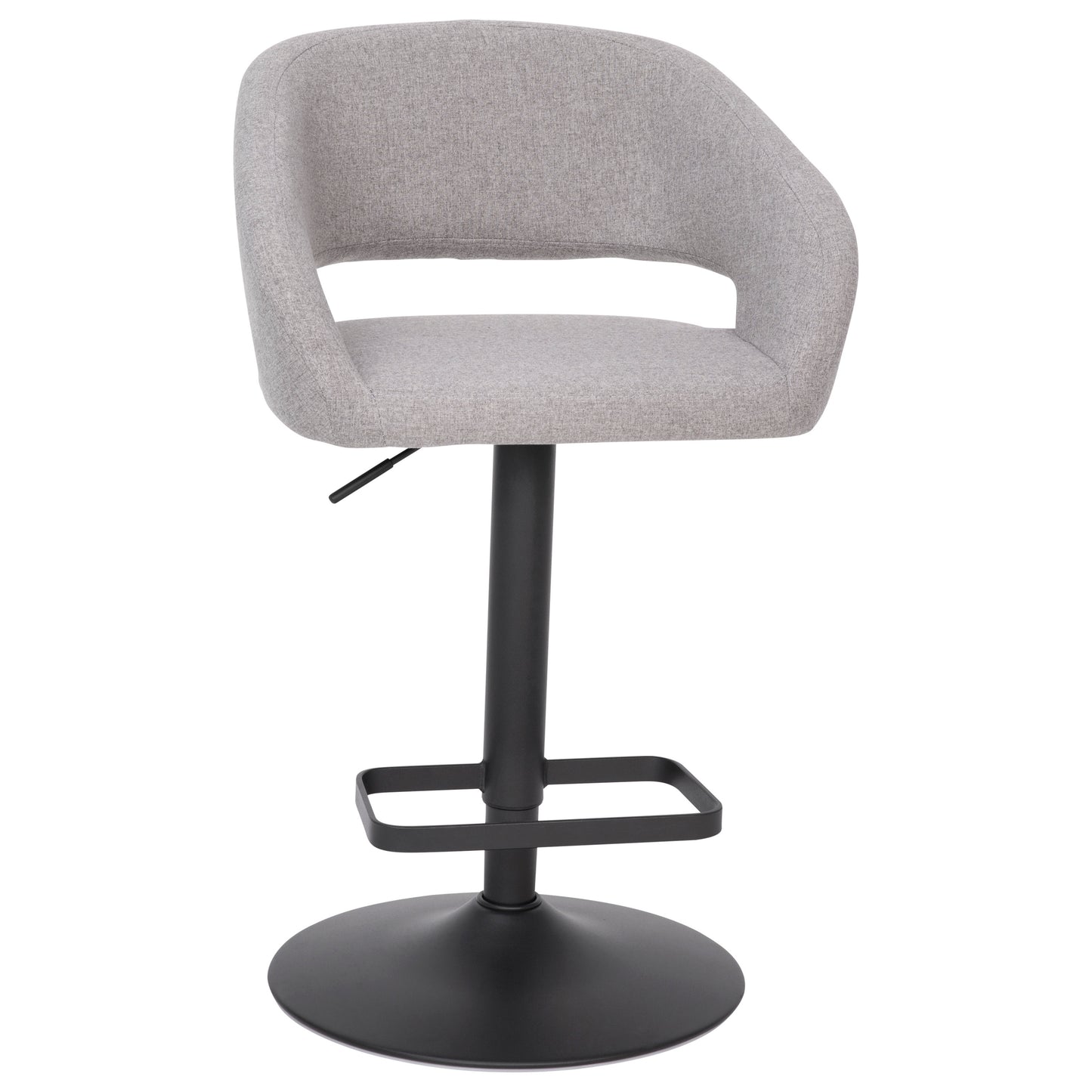 Erik Contemporary Gray Fabric Adjustable Height Barstool with Rounded Mid-Back and Black Base Gray Fabric/Black Frame