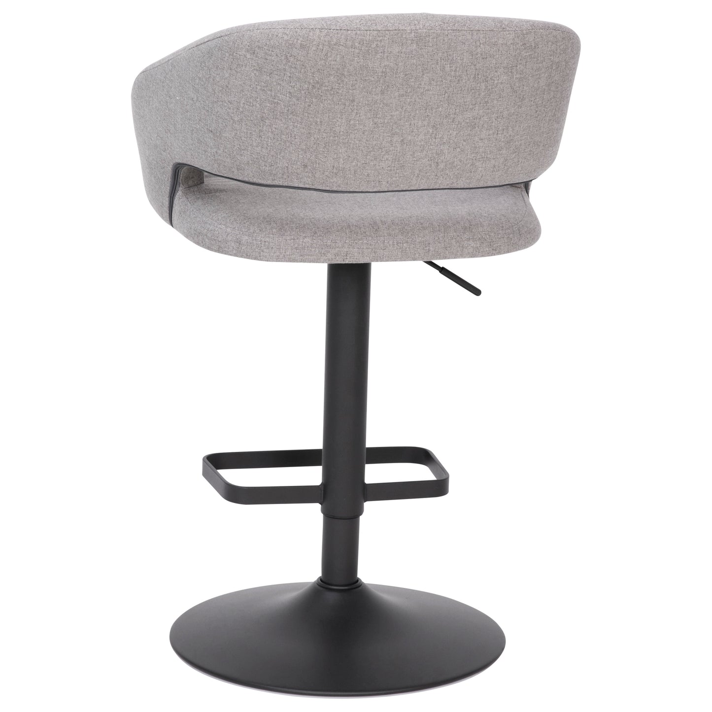 Erik Contemporary Gray Fabric Adjustable Height Barstool with Rounded Mid-Back and Black Base Gray Fabric/Black Frame