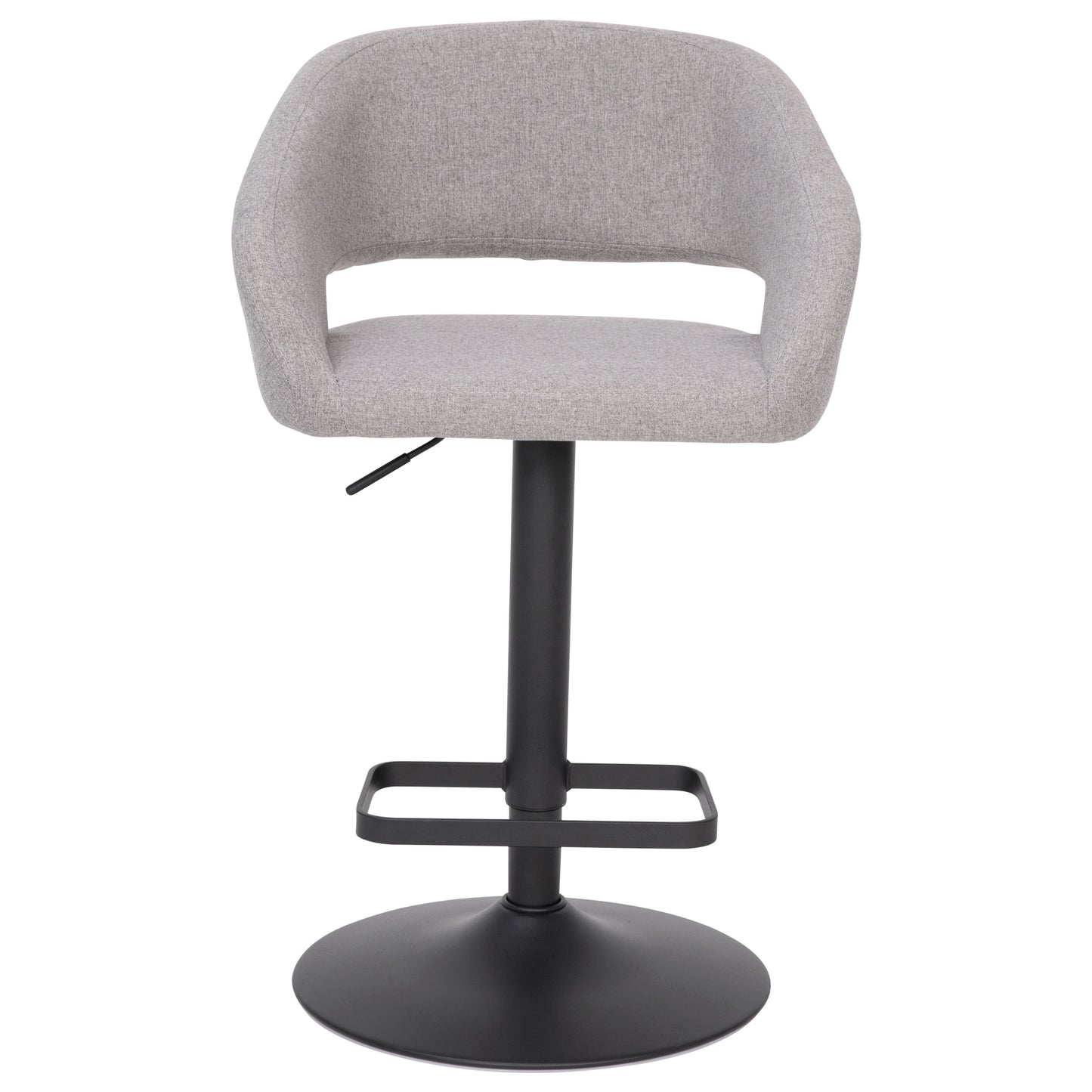 Erik Contemporary Gray Fabric Adjustable Height Barstool with Rounded Mid-Back and Black Base Gray Fabric/Black Frame
