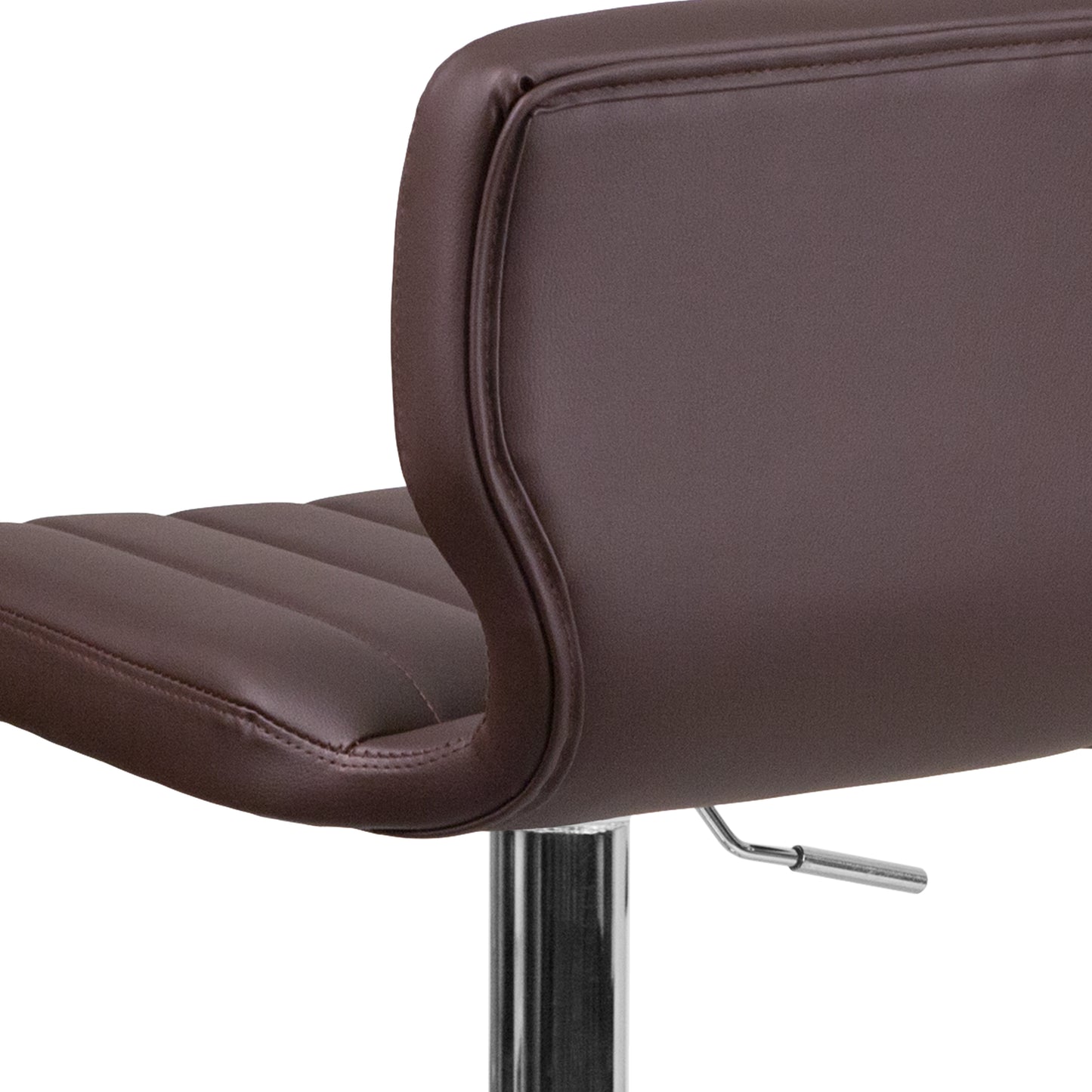Jeremy Contemporary Brown Vinyl Adjustable Height Barstool with Vertical Stitch Back and Chrome Base Brown Vinyl