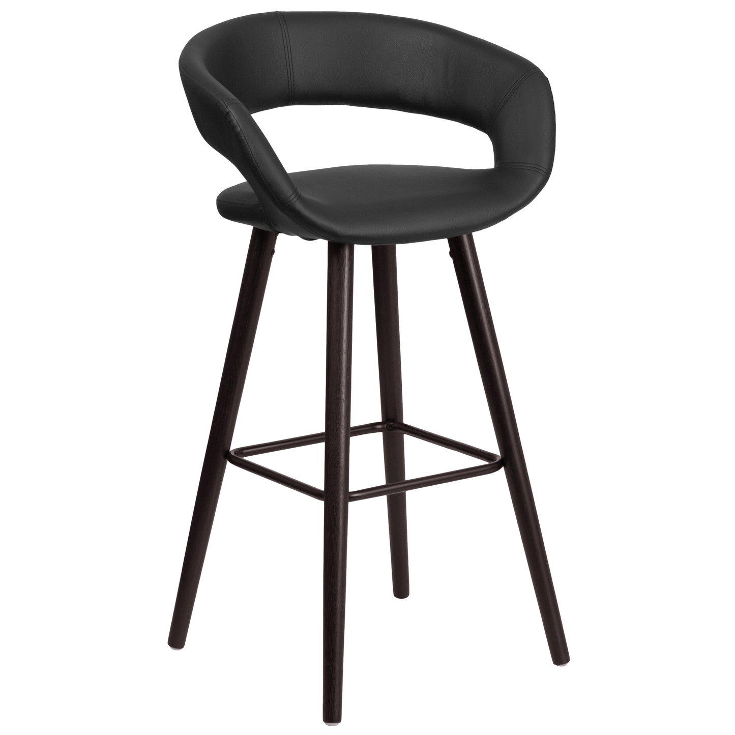 Brynn Series 29'' High Contemporary Cappuccino Wood Barstool in Black Vinyl Black
