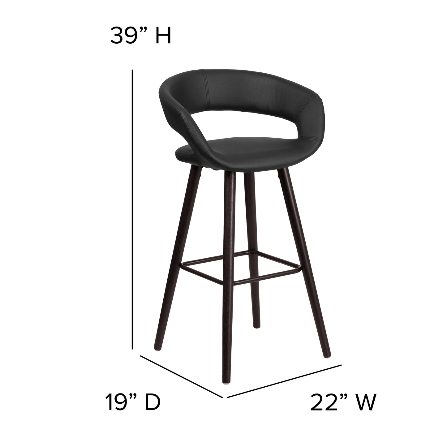 Brynn Series 29'' High Contemporary Cappuccino Wood Barstool in Black Vinyl Black