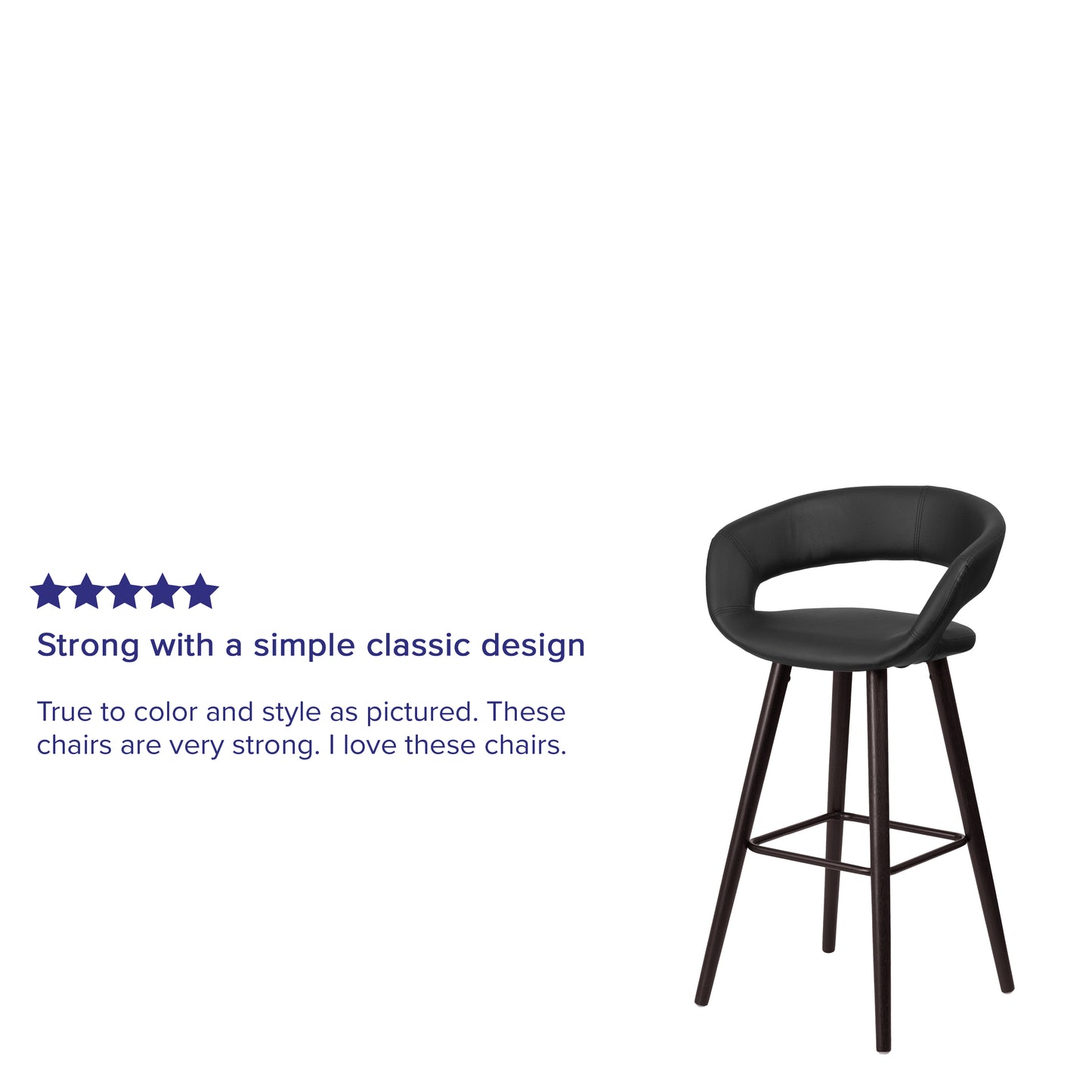 Brynn Series 29'' High Contemporary Cappuccino Wood Barstool in Black Vinyl Black