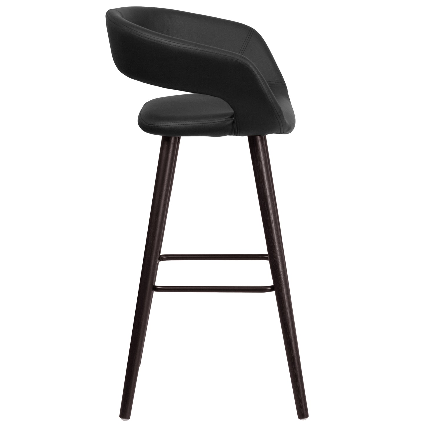 Brynn Series 29'' High Contemporary Cappuccino Wood Barstool in Black Vinyl Black