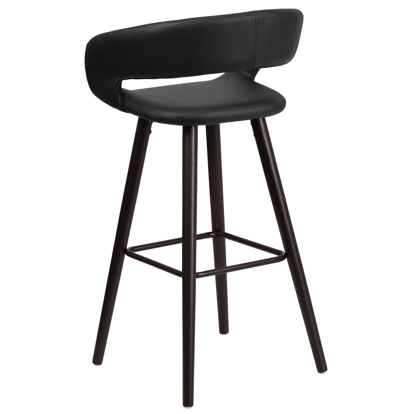 Brynn Series 29'' High Contemporary Cappuccino Wood Barstool in Black Vinyl Black