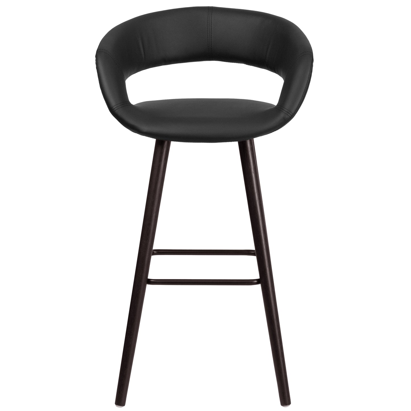 Brynn Series 29'' High Contemporary Cappuccino Wood Barstool in Black Vinyl Black