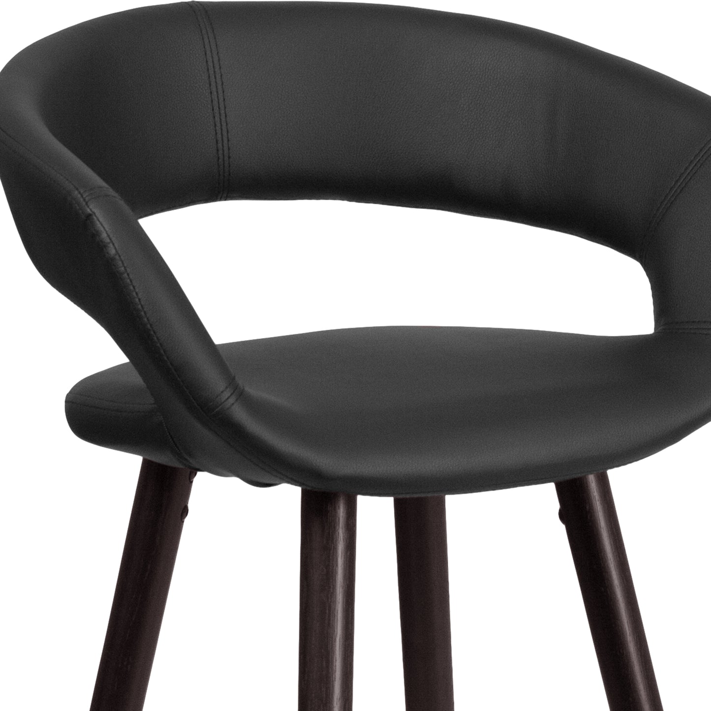 Brynn Series 29'' High Contemporary Cappuccino Wood Barstool in Black Vinyl Black