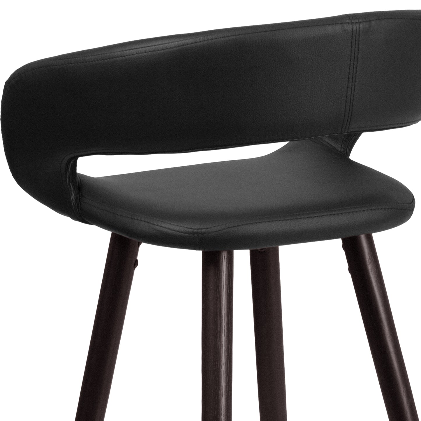 Brynn Series 29'' High Contemporary Cappuccino Wood Barstool in Black Vinyl Black