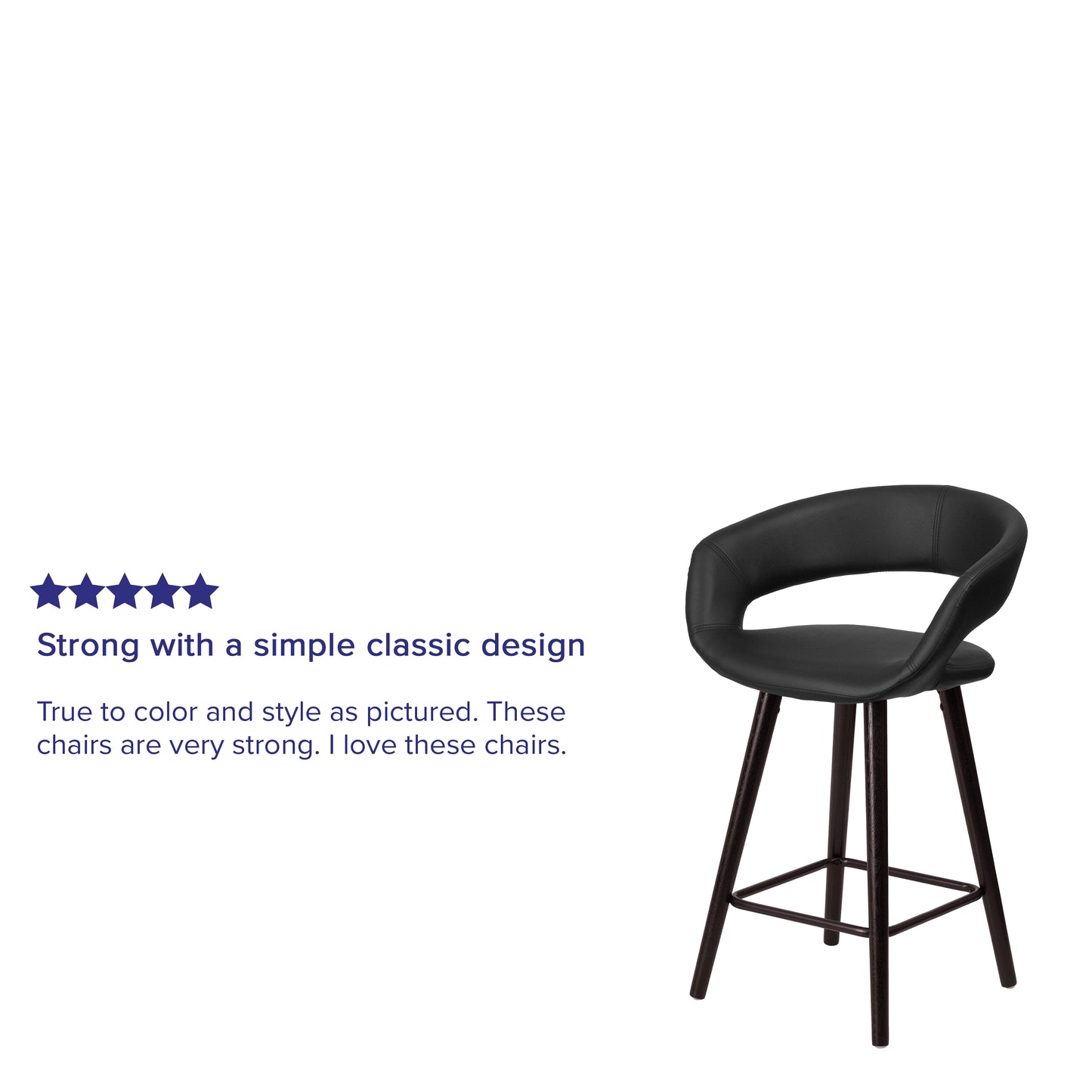 Brynn Series 23.75'' High Contemporary Cappuccino Wood Counter Height Stool in Black Vinyl Black