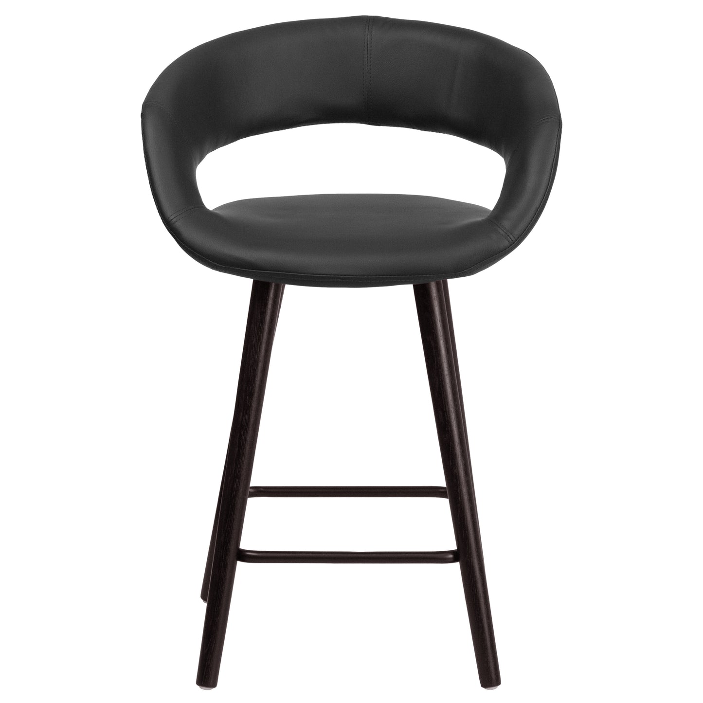 Brynn Series 23.75'' High Contemporary Cappuccino Wood Counter Height Stool in Black Vinyl Black