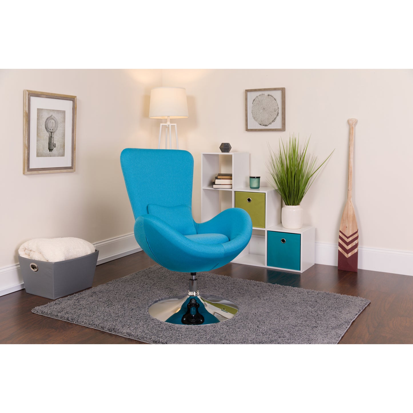 Egg Series Aqua Fabric Side Reception Chair Aqua Fabric