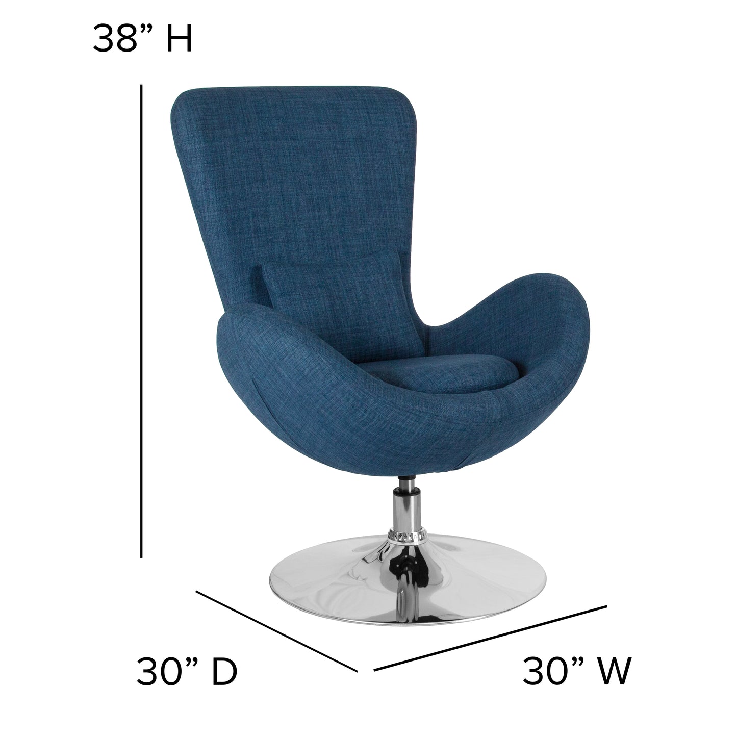 Egg Series Blue Fabric Side Reception Chair Blue Fabric