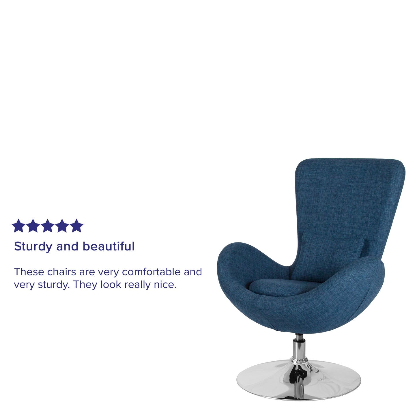 Egg Series Blue Fabric Side Reception Chair Blue Fabric