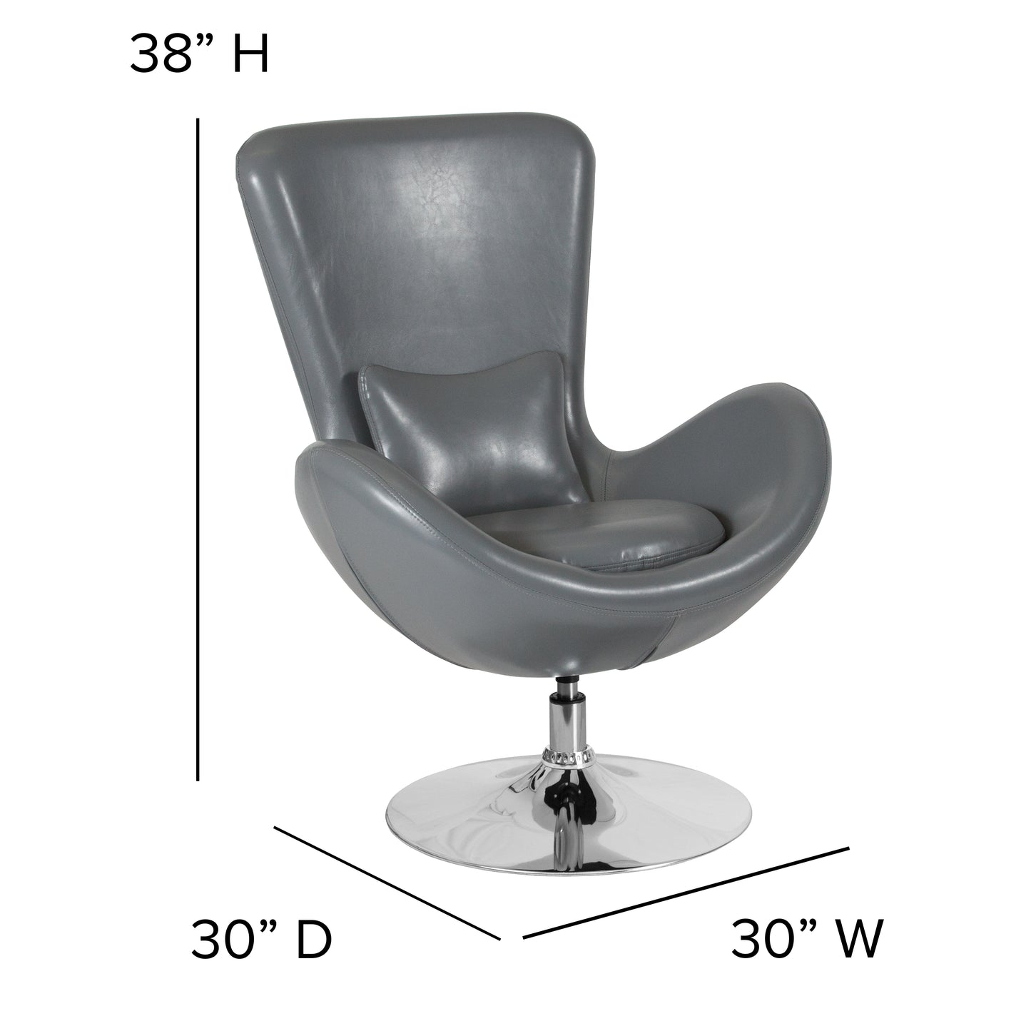 Egg Series Gray LeatherSoft Side Reception Chair Gray LeatherSoft
