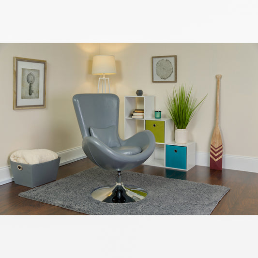 Egg Series Gray LeatherSoft Side Reception Chair Gray LeatherSoft