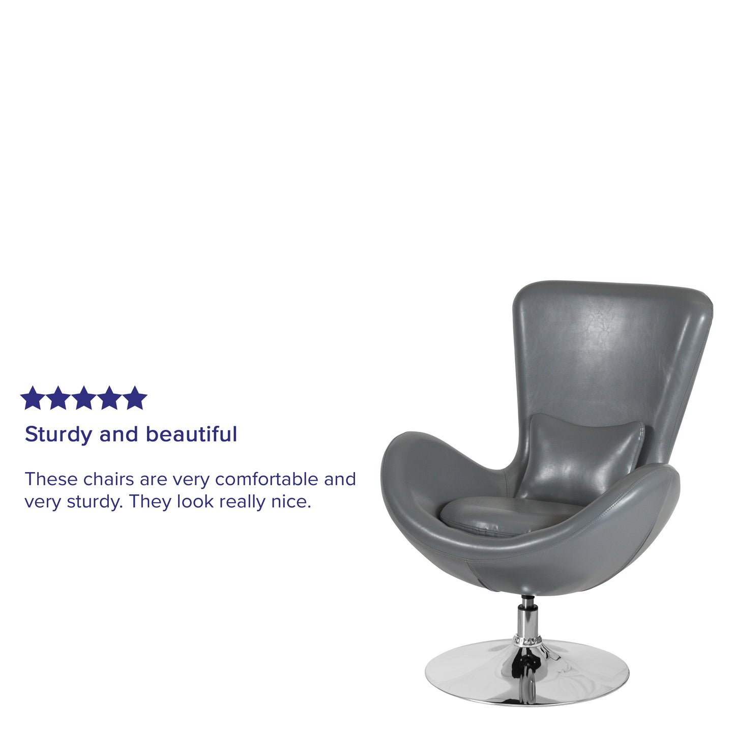 Egg Series Gray LeatherSoft Side Reception Chair Gray LeatherSoft