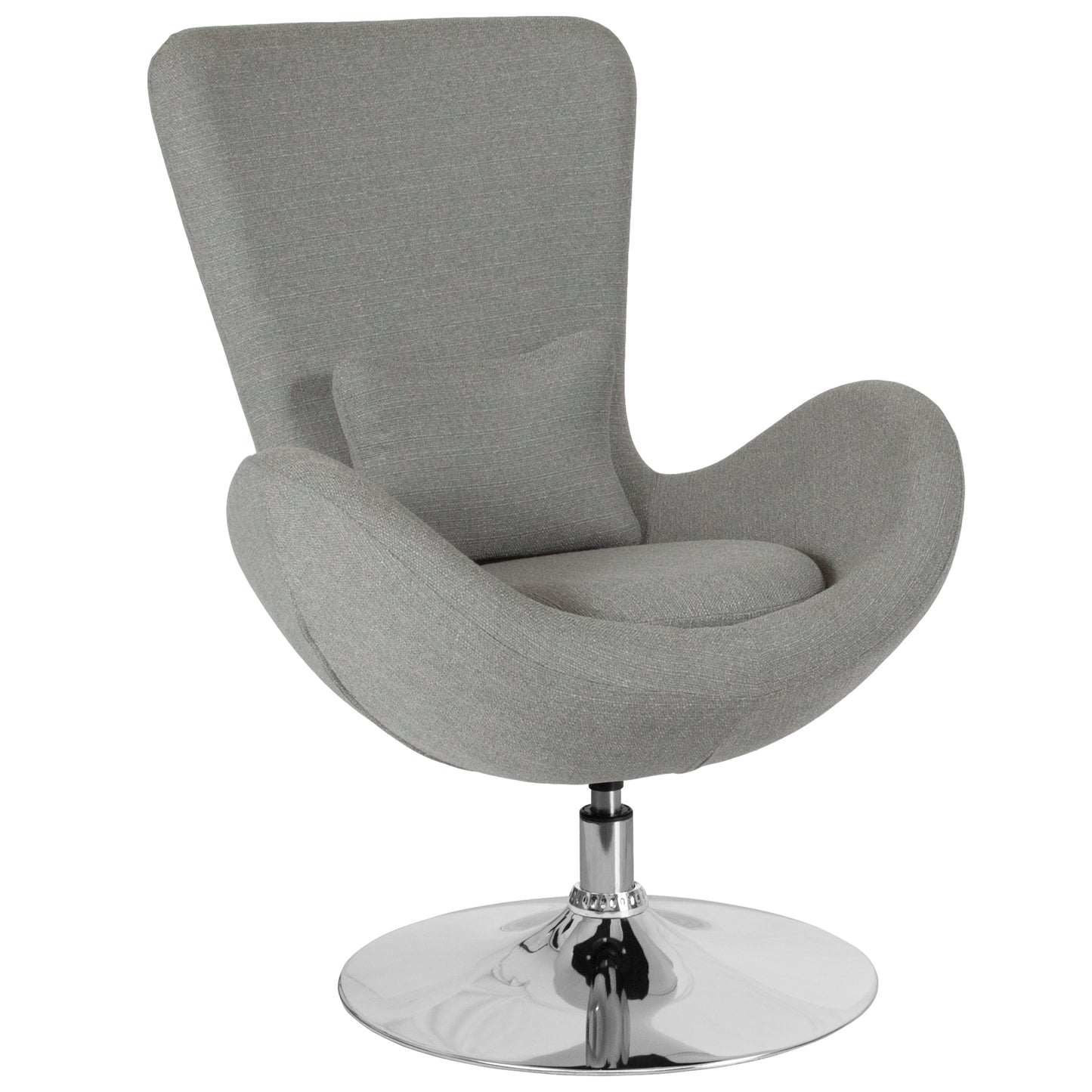 Egg Series Light Gray Fabric Side Reception Chair Light Gray Fabric