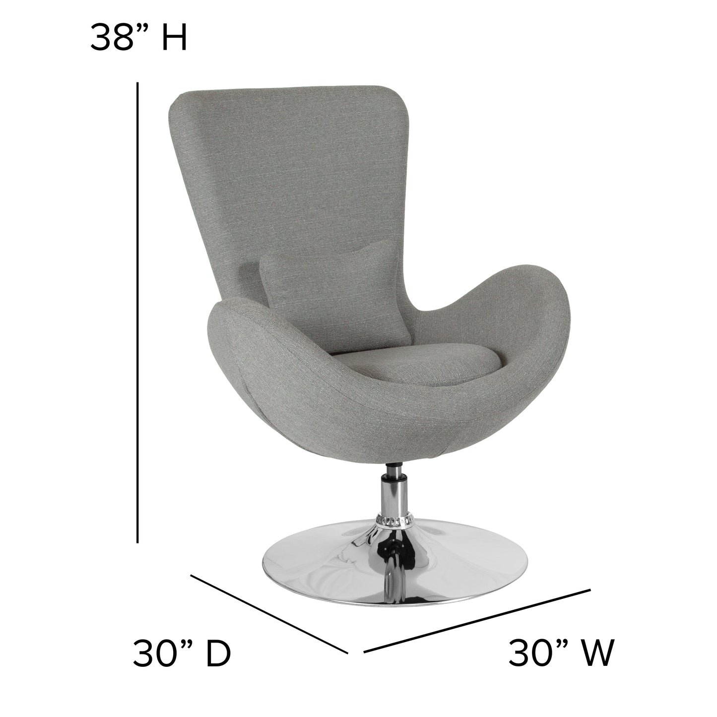 Egg Series Light Gray Fabric Side Reception Chair Light Gray Fabric