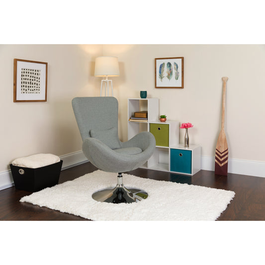 Egg Series Light Gray Fabric Side Reception Chair Light Gray Fabric