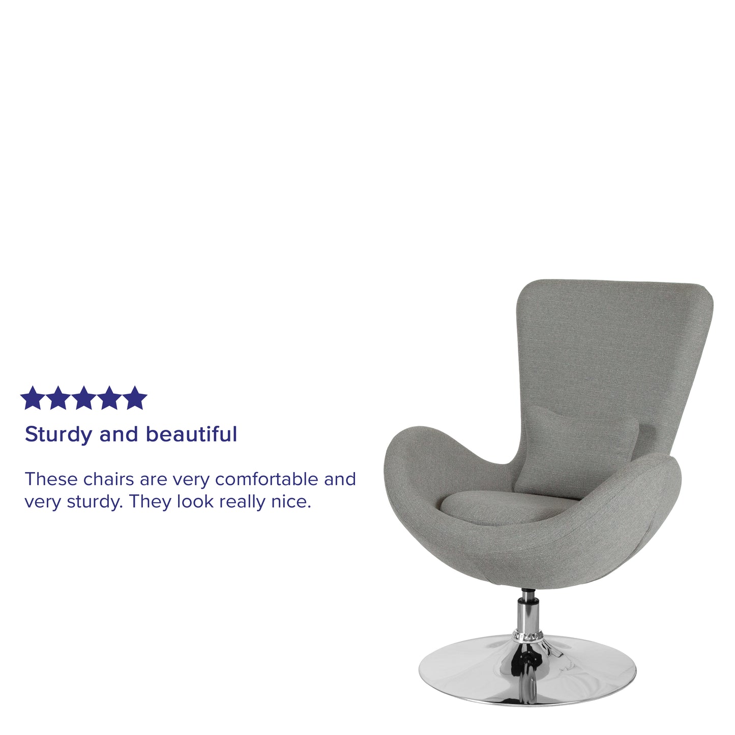 Egg Series Light Gray Fabric Side Reception Chair Light Gray Fabric