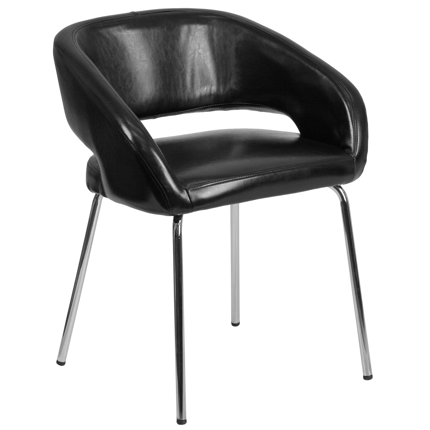 Fusion Series Contemporary Black LeatherSoft Side Reception Chair Black CH-162731-BK-GG