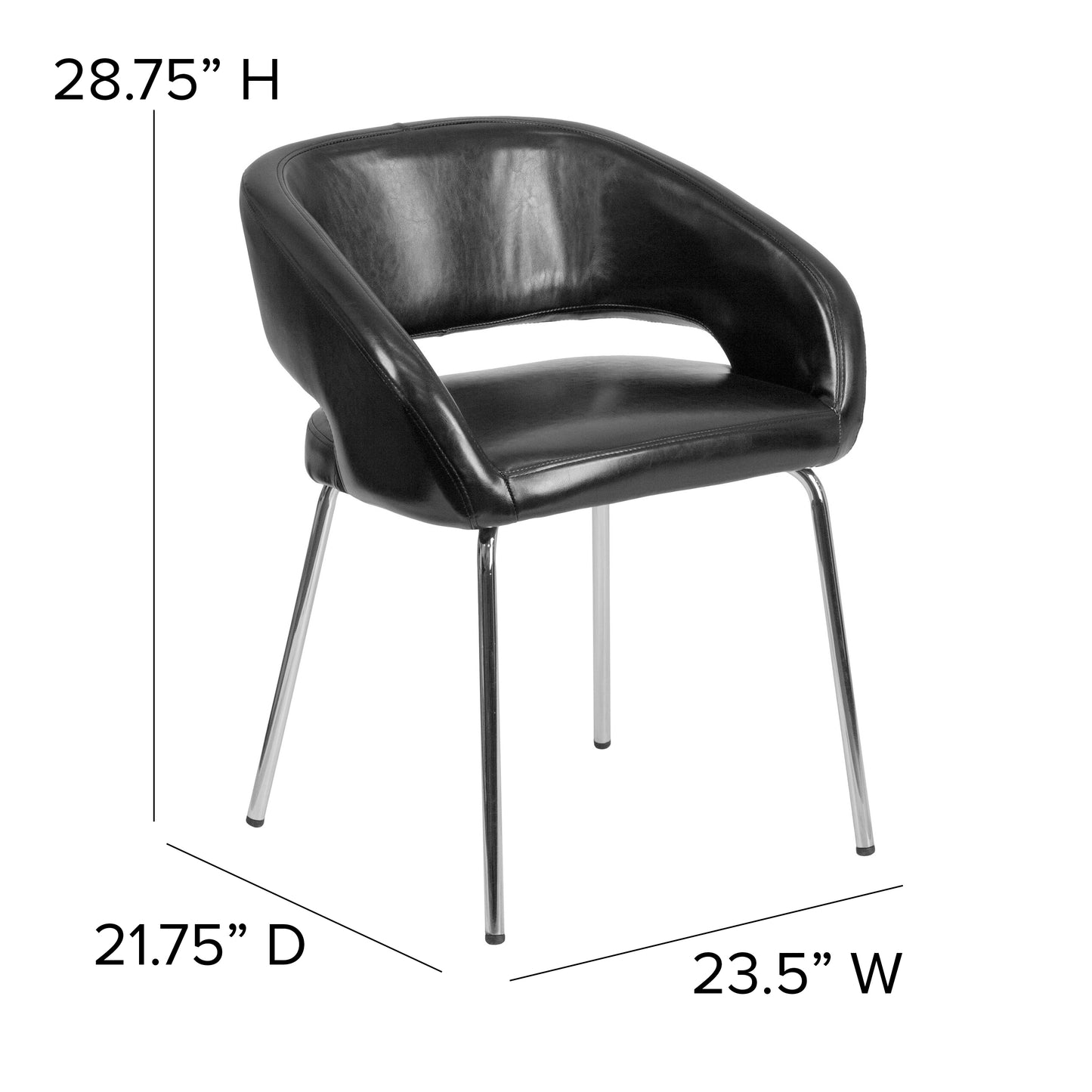 Fusion Series Contemporary Black LeatherSoft Side Reception Chair Black CH-162731-BK-GG