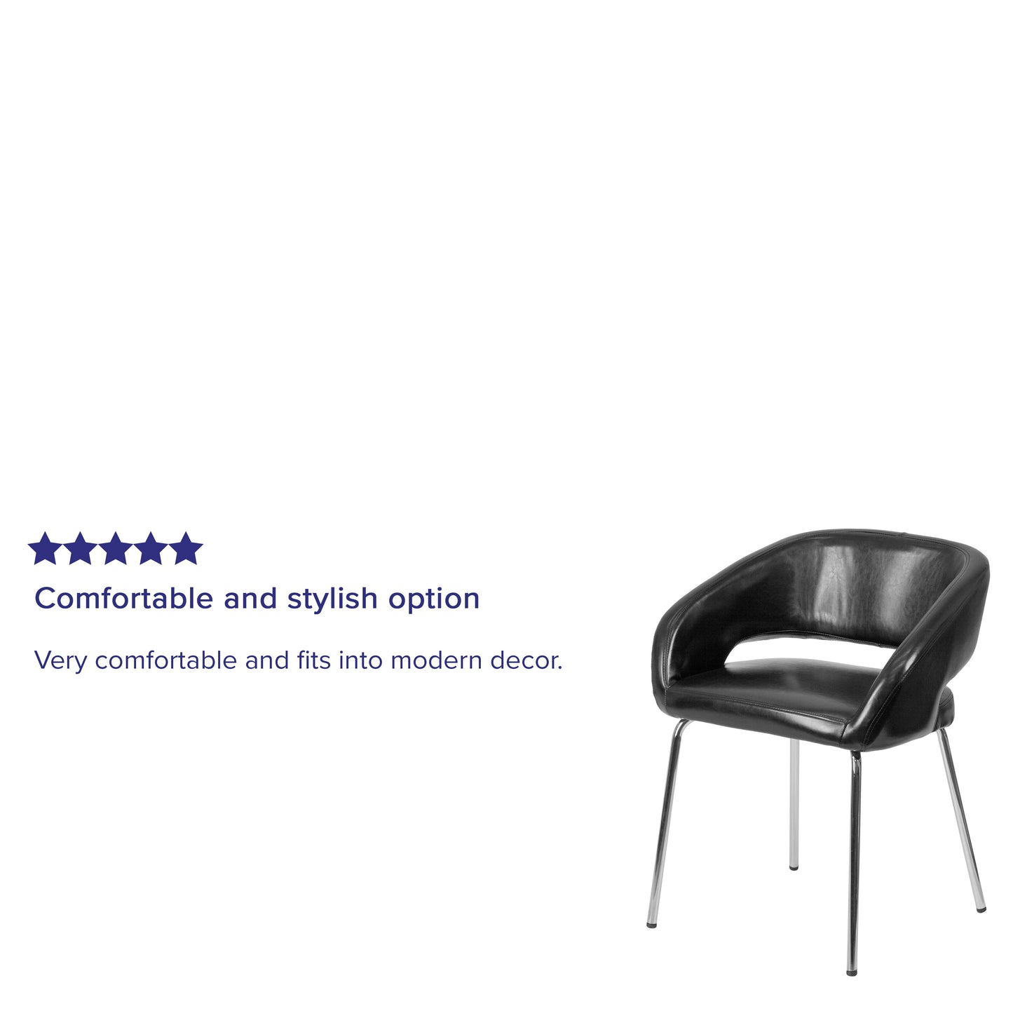 Fusion Series Contemporary Black LeatherSoft Side Reception Chair Black CH-162731-BK-GG