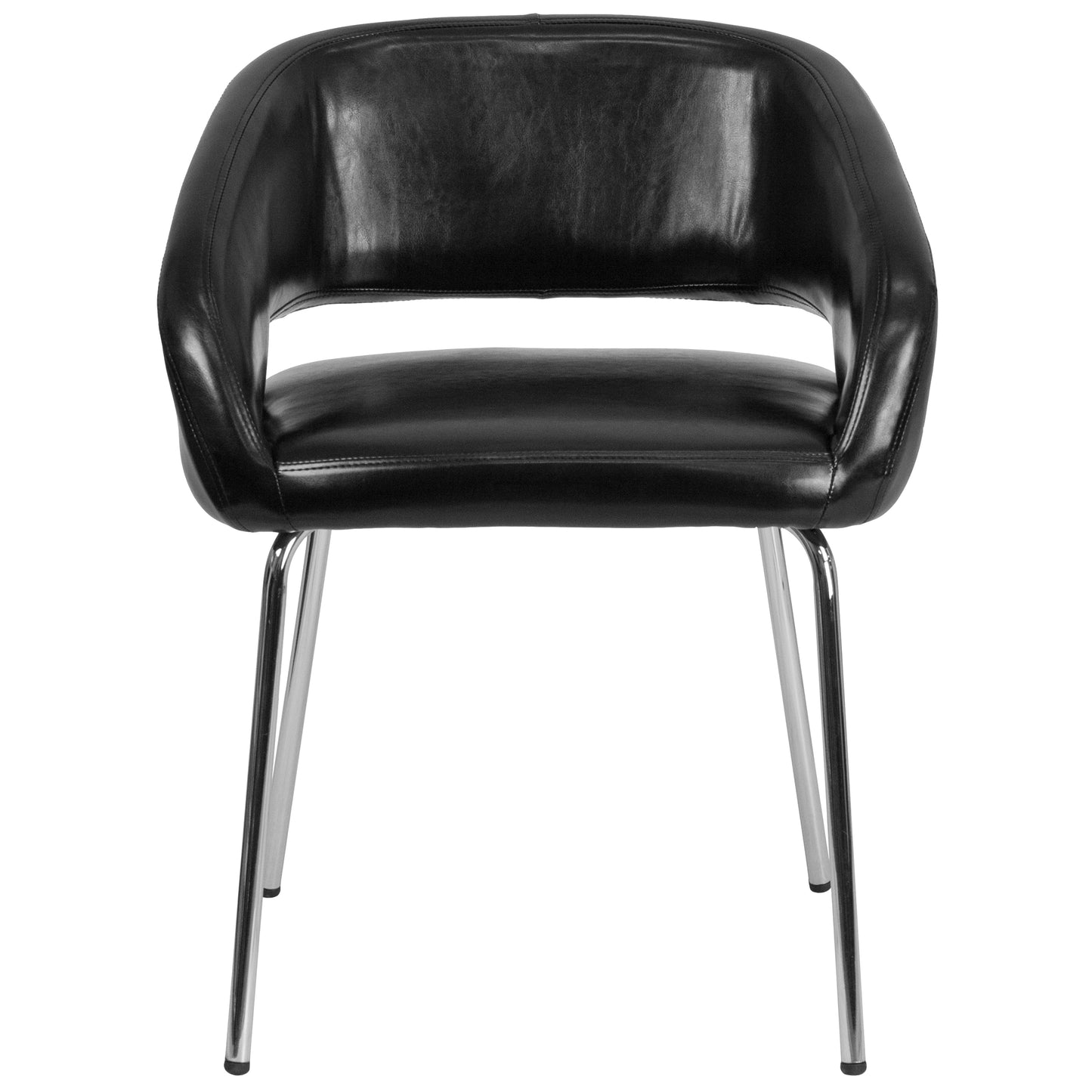 Fusion Series Contemporary Black LeatherSoft Side Reception Chair Black CH-162731-BK-GG