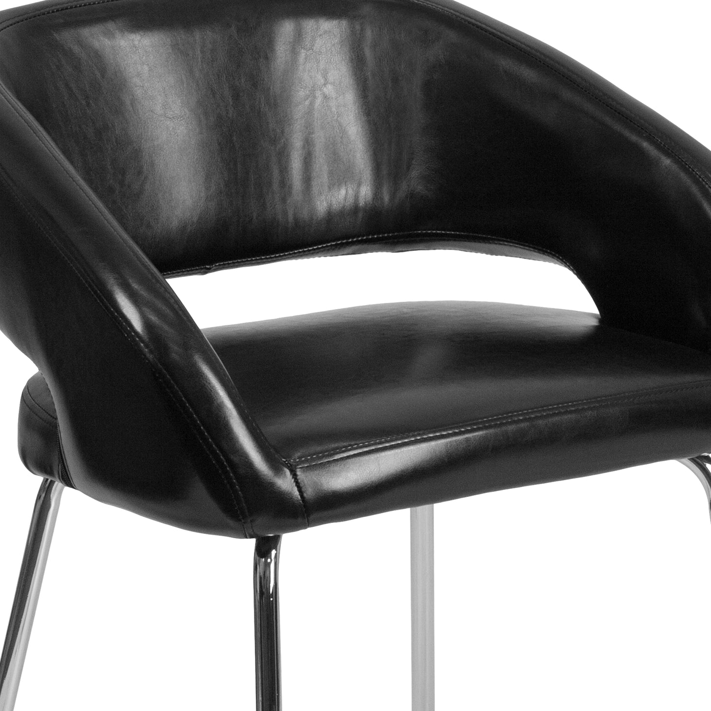 Fusion Series Contemporary Black LeatherSoft Side Reception Chair Black CH-162731-BK-GG