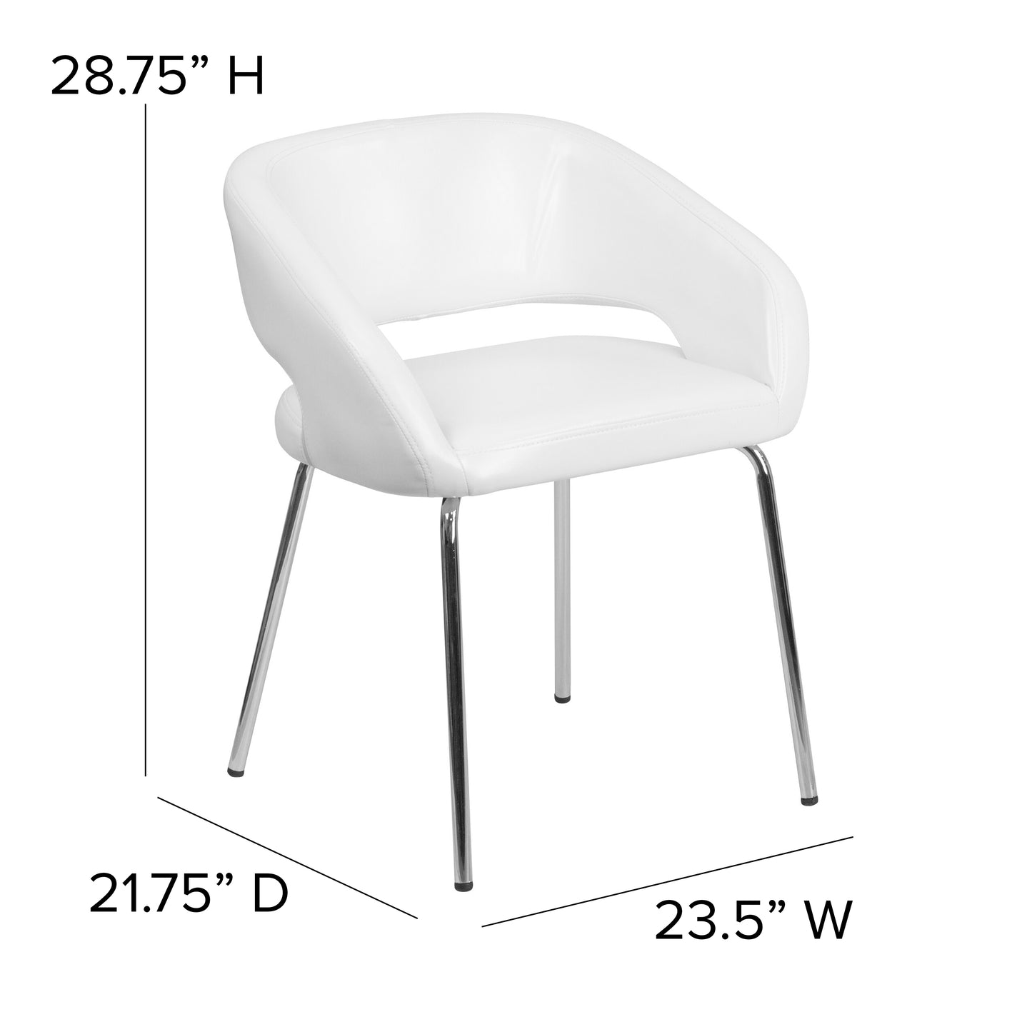 Fusion Series Contemporary White LeatherSoft Side Reception Chair White CH-162731-WH-GG