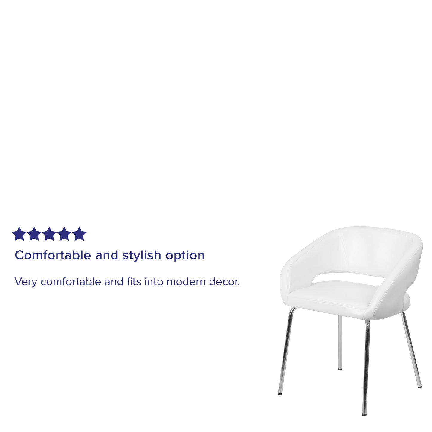 Fusion Series Contemporary White LeatherSoft Side Reception Chair White CH-162731-WH-GG