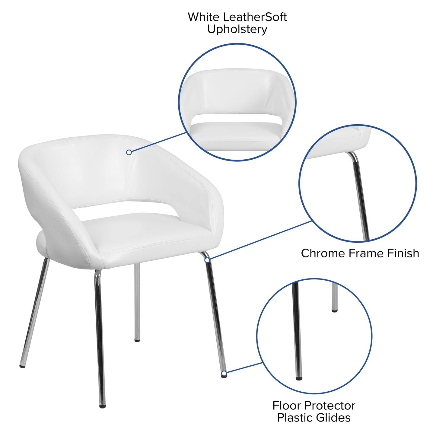 Fusion Series Contemporary White LeatherSoft Side Reception Chair White CH-162731-WH-GG