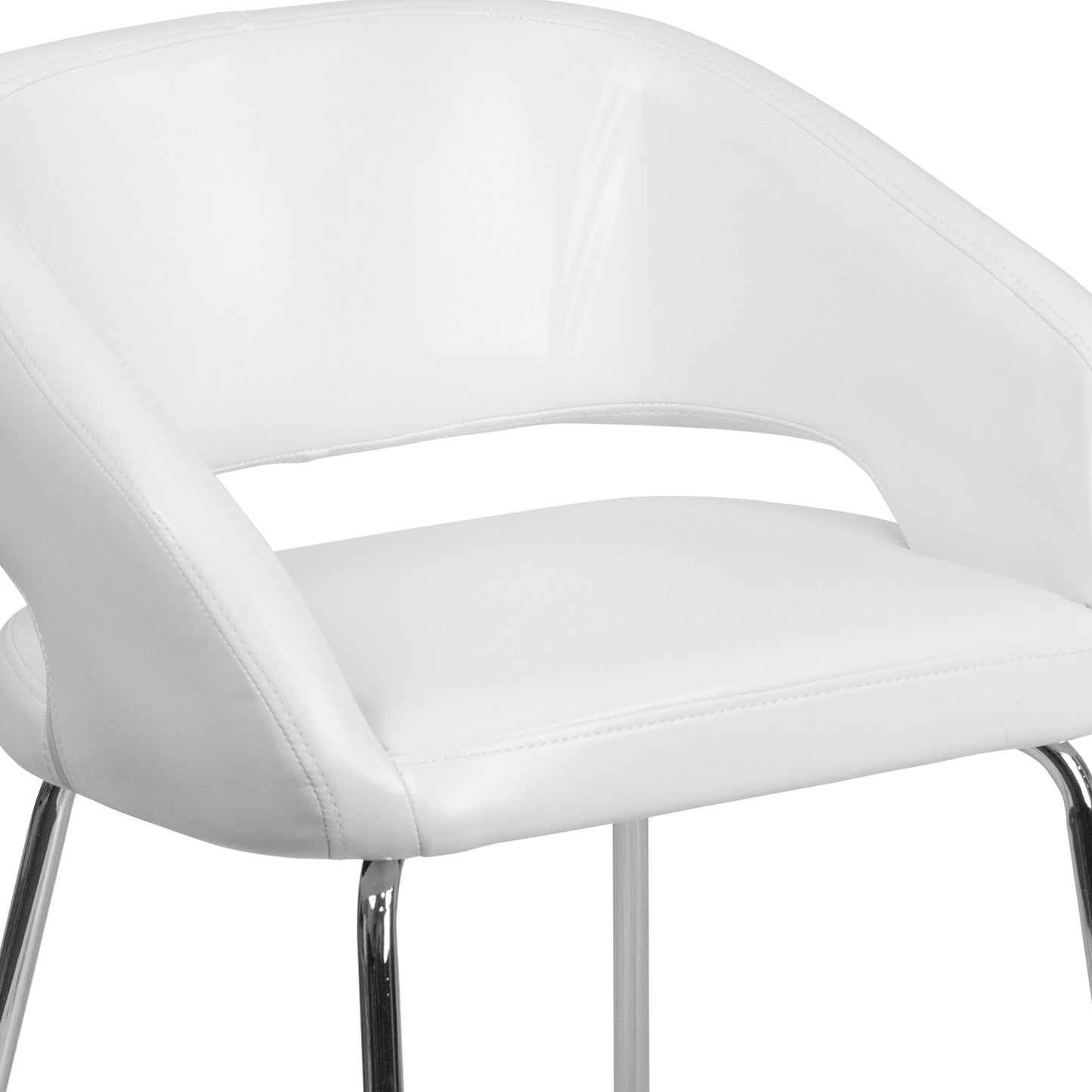 Fusion Series Contemporary White LeatherSoft Side Reception Chair White CH-162731-WH-GG