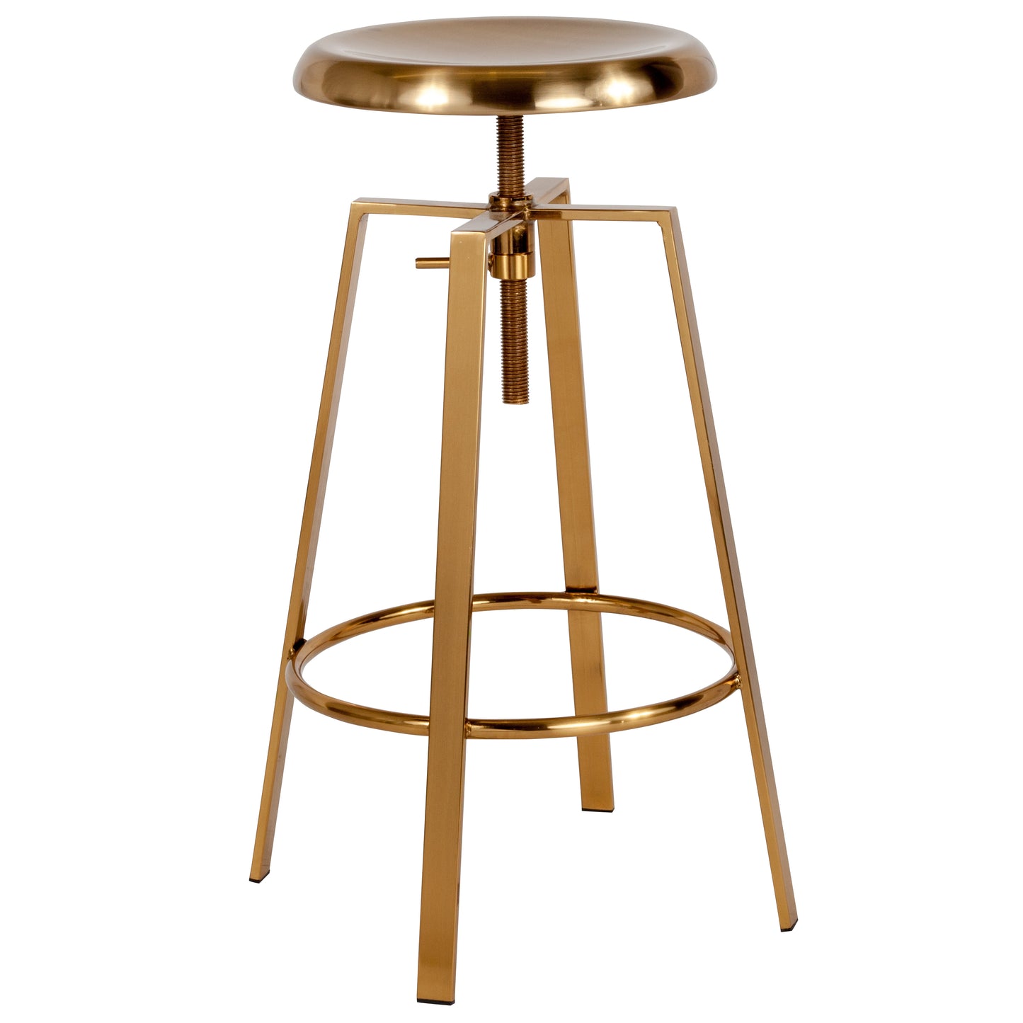Toledo Industrial Style Barstool with Swivel Lift Adjustable Height Seat in Gold Finish Gold