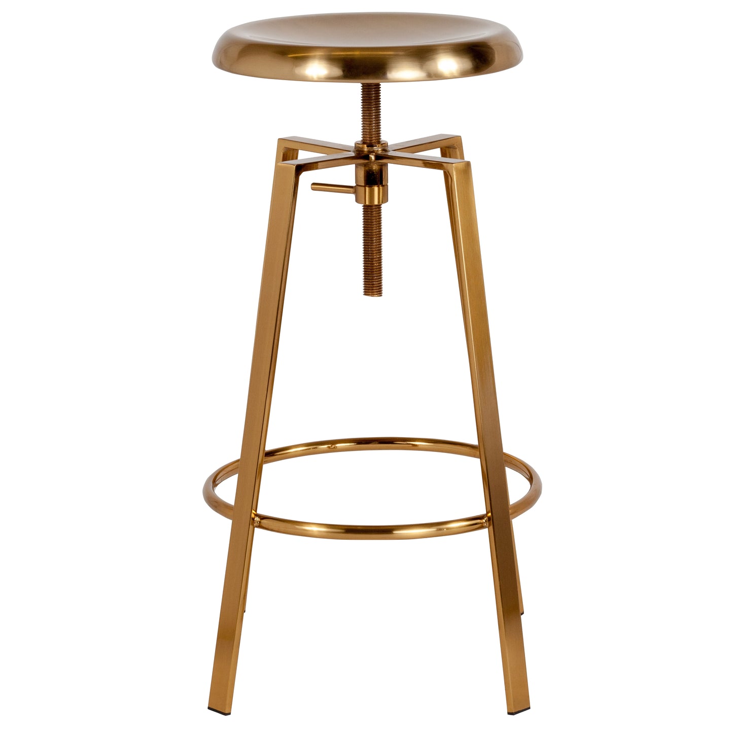 Toledo Industrial Style Barstool with Swivel Lift Adjustable Height Seat in Gold Finish Gold