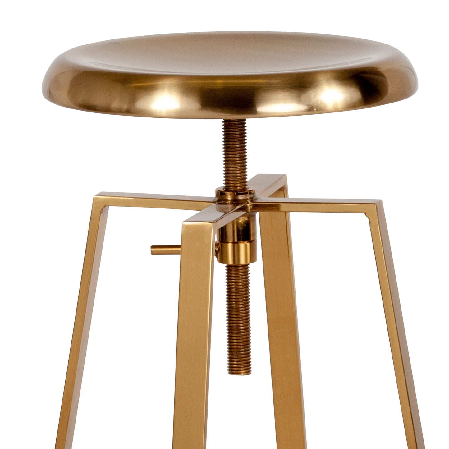 Toledo Industrial Style Barstool with Swivel Lift Adjustable Height Seat in Gold Finish Gold