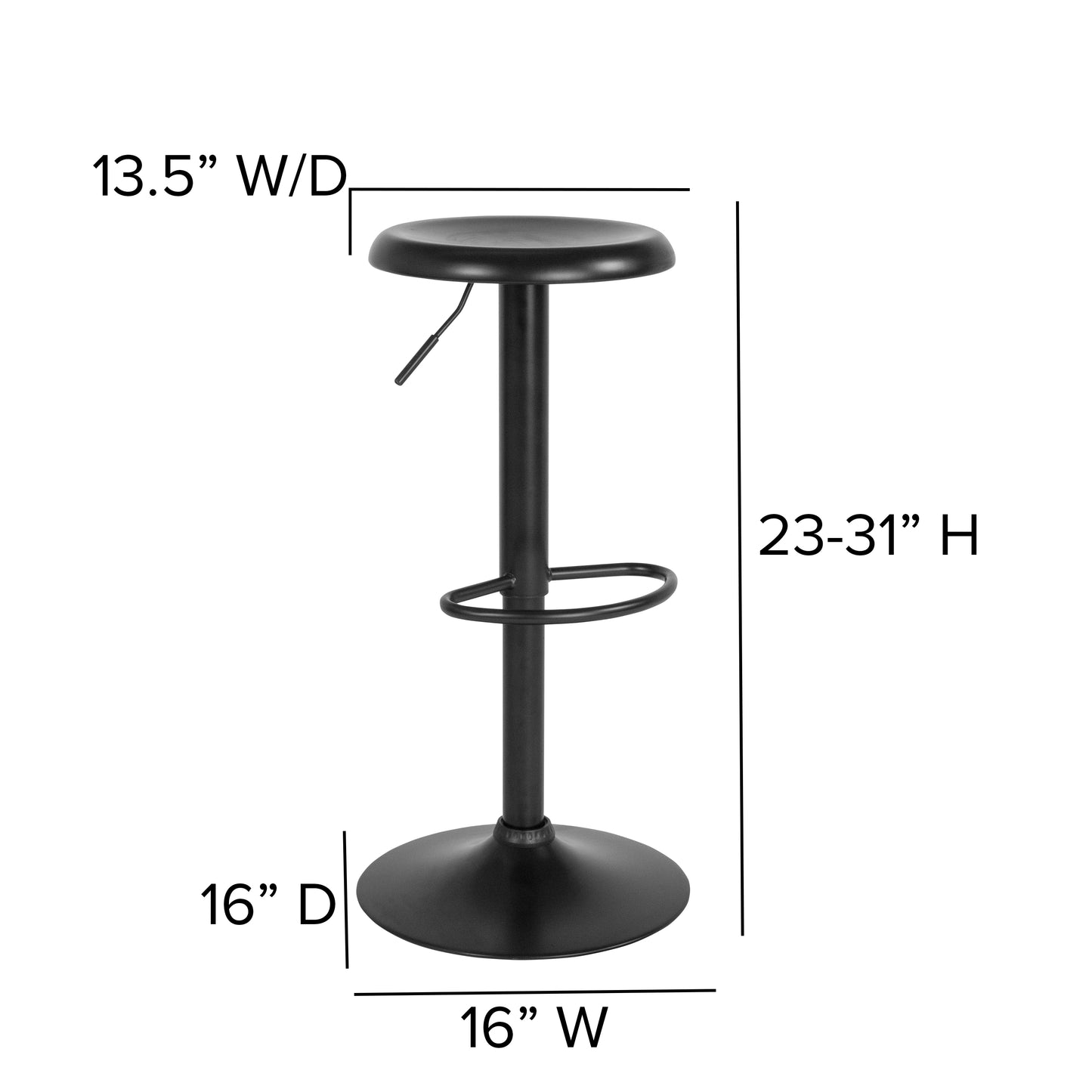 Madrid Series Adjustable Height Retro Barstool in Black Finish Black