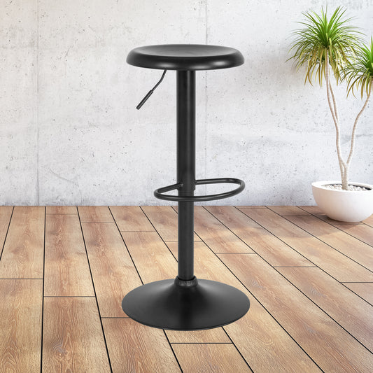 Madrid Series Adjustable Height Retro Barstool in Black Finish Black